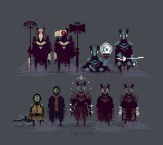 some pixel art that looks like they are from the video game star wars, with different characters