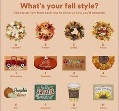 a poster with the words what's your fall style? and other things to do