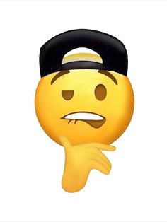 a yellow emoticure with a black hat on it's head