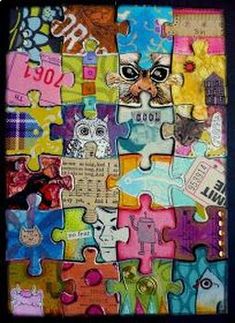 a piece of art made out of puzzles