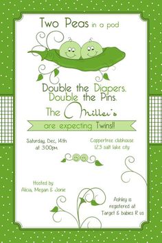 two peas in a pod double the diapers, double the pins baby shower or birthday party