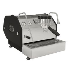 an espresso machine is shown on a white background