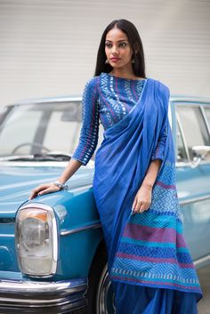 Neela Warna  - Shipping from 5th April - Order now Indian Closet, Elegant Sarees, Cotton Saree Blouse Designs, Cotton Saree Blouse, Simple Saree Designs, Simple Sarees, Designer Saree Blouse Patterns, Saree Blouse Designs Latest