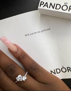 Pandora Rings On Hand, Promise Ring Aesthetic, Couple Jewelry Aesthetic, Gf Proposal, Promise Rings Pandora, Will You Be My Girlfriend, Cute Promise Rings, Cute Anniversary Gifts, Dope Jewelry Accessories