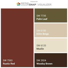 the colors in this color scheme are brown, red, and green with white trim