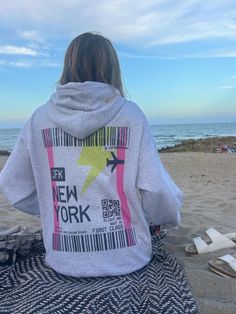 Custom made supporting a small business 💌 Gildan sweatshirt - message me for customized colors! Model is wearing a Large New York Plane Ticket, New York Hoodie, Starting Small Business, Plane Ticket, Gildan Sweatshirt, Preppy Outfit, Gildan Sweatshirts, Travel Wardrobe, Hoodies For Sale