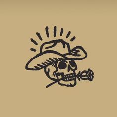 a drawing of a skull wearing a hat