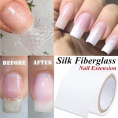 Nail Repair Fiberglass Silk Wrap Self Adhesive Anti Damage DIY Strong Protect Re Silk Nails, Fiberglass Nails, Silk Wrap Nails, Self Nail, Builder Gel Nails, Acrylic Nail Shapes, Gel Acrylic Nails, Nail Repair, Nails Polish