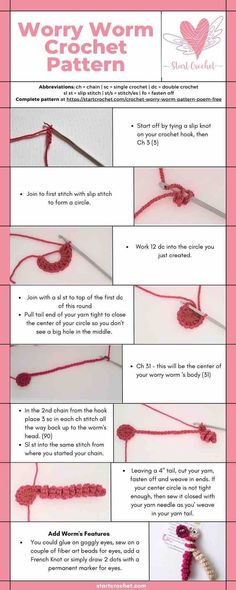 Follow these step-by-step pattern instructions to crochet worry worms.

These cute crochet worry worms are meant to put a smile on finders' faces and comfort them in times of sorrow or stress.

The idea of these worry worms is to go out of one's way to make another person smile. It builds a sense of community in kind acts, & attempts to make the world a bit brighter!

how to crochet worry worms, worry worm crochet pattern, crochet worry worm, crochet worry worm pattern, crochet worry worm poem Crochet Worry Worm Written Pattern, Wiggle Worm Crochet Pattern, Crocheted Worm Pattern, Crochet Worry Worms Free Pattern, Random Act Of Crochet Kindness, Crochet Worry Worm Free Pattern, Crochet Fidgets Free Pattern, Crochet Worry Pet, Crochet Fidget Toys Free Pattern