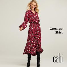 New And Never Worn From The Current Cabi Line Corsage Skirt! This Machine Washable Skirt Is In Our Lovely Wine Blossom Heavier Poly Crepe. It Is Full Of Fabulous Details! Fitted At The Waist With A Double Waist Band And Side Zip And Flows Into A Lovely Full Trumpet Shape At The Hem. The Skirt Is On The Bias With A Curved Yoke Detail .Slits At Both Side Of The Hem . Trumpets Will Sound When You Wear This ! Pencil Cut Skirt, Cabi Clothes, Utility Skirt, Houndstooth Skirt, Lace Pencil Skirt, Skirt Trends, Trumpets, Plaid Mini Skirt, Faux Leather Skirt