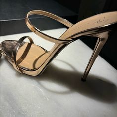 Very Sexy Adorable Rose Gold Heel Perfect For A Date Night ! Almost Brand New Only Worn Once And Still In Great Condition, Comes With Box ! Unique High Heels, High Heels For Prom, Rose Gold Heels, Very High Heels, Kawaii Shoes, Giuseppe Zanotti Shoes, Black High Heel Boots, Super High Heels, Gold Heels