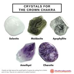 Crystal Suggestions and our team's top picks for the Crown Chakra! Opening Chakras, Crown Chakra Crystals, Crystal Combinations, The Crown Chakra, Energy Centers