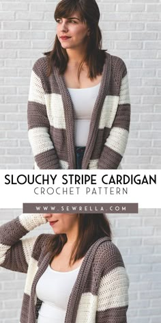 the slouchy stripe cardigan crochet pattern