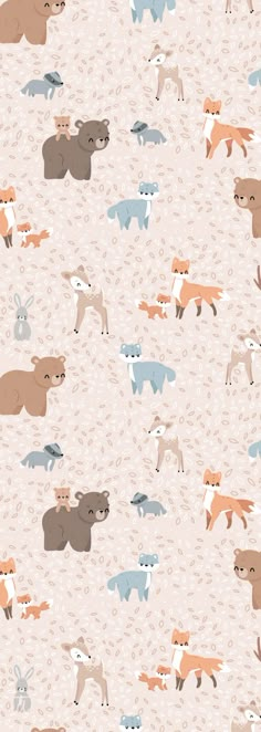 an animal themed wallpaper with many different animals on it's surface, including bears and kangaroos