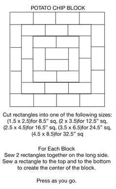 the instructions for how to make a potato chip block with two sides and one end