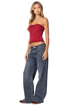 EDIKTED Ace Low Rise Wide Leg Jeans | Nordstrom 2000s Inspired Outfits, Low Rise Wide Leg Jeans, Low Rise Boyfriend Jeans, Big Jeans, 90s Pants, Jean Fits, Low Rise Baggy Jeans, Coquette Grunge, Low Rise Pants