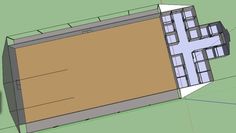 an architectural drawing of a building with the top half cut out to show the floor plan