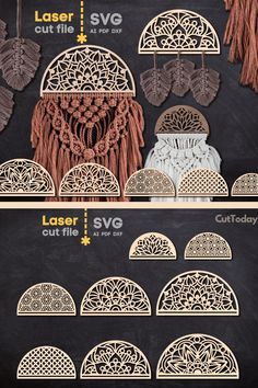 an image of laser cut out patterns for paper crafts on chalkboard with text that says laser cut files