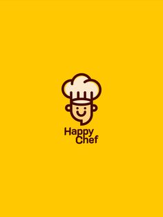 happy chef logo on yellow background