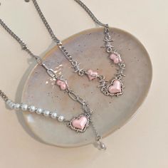 Material: Zinc Alloy Fashion Element: Love Heart/Heart Shape Style: Net red wind Necklace 2023, Hot Accessories, Red Wind, Accessories Necklaces, Steel Accessories, Y2k Pink, Collars For Women, Choker Collar, Chain Choker