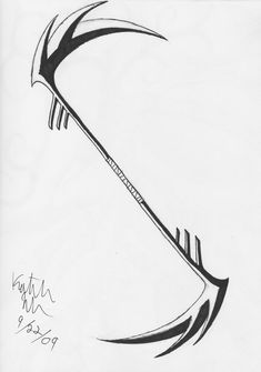 a black and white drawing of an arrow