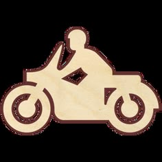 a wooden cutout of a motorcyclist