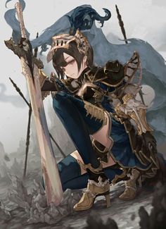 Pixiv Fantasia, Drawing Study, Fantasy Comics, Anime Warrior, Fantasy Dragon, Female Character Design, Anime Artwork, Cartoon Drawings, Anime Images