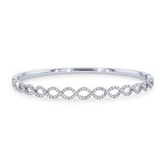 Add some diversity to any bangle collection with this contemporary twist style, featuring 0.81 carats of round brilliant cut diamonds. Bangle Collection, Diamonds Direct, Diamond Bangle Bracelet, Twist Style, Diamond Bangles Bracelet, Diamond Bangle, Round Brilliant Cut Diamond, Beautiful Bracelet, Bangle Bracelet