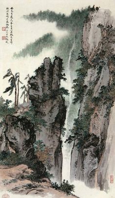 Chinese Landscape Painting, Chinese Landscape, Nature Drawing, Japan Art, Beautiful Nature Pictures, Sumi E, Chinese Painting