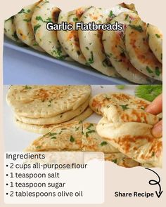 garlic flatbreads recipe with instructions on how to make them in the microwave or oven