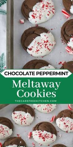 chocolate peppermint meltaway cookies with white and red sprinkles