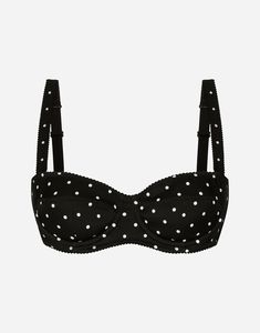 Stretch silk balconette bra with polka-dot print: Black and White Underwired cups and a half-moon insert with light even padding Straps with branded buckles Adjustable, 2-position hook-and-eye fastenings on the back Made in Italy The difference in the print placement that you may find on this product is a feature of Dolce & Gabbana’s “Handmade” pieces. A detail that makes every garment or accessory unique and exclusive. Halfcup Bra, Print Black And White, Balconette Bra, Print Placement, Polka Dot Print, Black Polka Dot, Bra Women, Dot Print, Accessories Unique