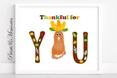 a card with the words thank you and an image of a turkey