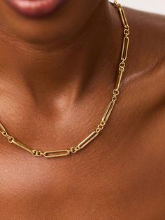 A gold paperclip necklace with a unique twist! Plated in 14k gold, this timeless necklace features elongated paperclip links mixed with classic chain detailing for an elevated take on a silhouette you know and love. Dainty and delicate, this necklace adds something unexpected to every stack. If you’re looking to take your outfit to the next level, we’d recommend pairing this piece with our Ash Double hoop earrings. • Plated in tarnish-proof 14k gold • Paperclip necklace with elongated links • De Gold Paperclip Necklace, Timeless Necklace, Paperclip Necklace, Double Hoop Earrings, Stacked Necklaces, Chunky Necklace, Letter Necklace, Lariat Necklace, Online Jewelry Store