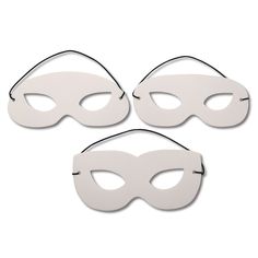 three white masks on a white background