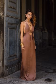 Brown Maxi Dress, Party Bottoms, Brown Maxi Dresses, 12th Tribe, Dresses Date Night, Concert Dresses, Bridal Tops, Cutout Maxi Dress, Top Wedding Dresses