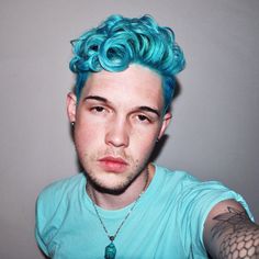 Color Hair Men, Fantasy Color Hair, Neon Blue Hair, Merman Hair, Hair Color Ideas For Men, My Little Pony Hair, Dyed Hair Men, Hair Male, Mens Hair Colour