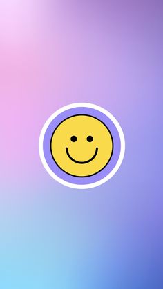 a yellow smiley face on a purple and blue background