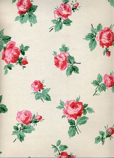 a white background with pink and red roses on it