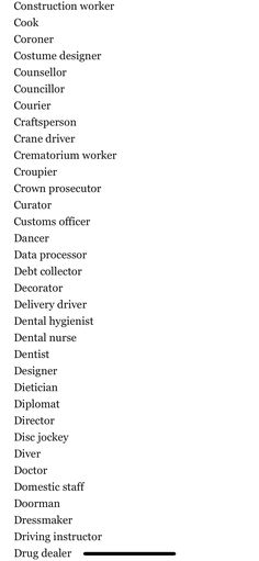 a list of different types of workers