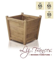 the wooden planter is shown with measurements