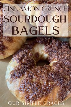 cinnamon crunch sourdough bagels with text overlay