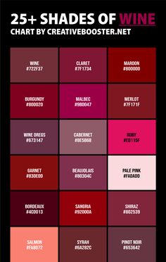 the 25 shades of wine that are available for purchase