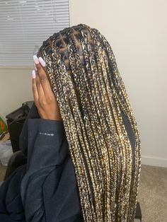 Blonde Brown Black Knotless Braids, Honey Blonde Box Braids Highlights, Honey Blonde Mix Knotless Braids, Different Shades Of Brown Braids, 613 And Black Knotless Braids, Highlights In Braids, Braids Colors For Black Women