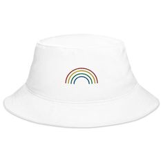 Rainbow Arch Bucket Hat! Keep the sun out of your eyes with this 100% cotton twill bucket hat. Cotton fabric and sewn eyelets are sure to help you stay cool during any activity, be it a stroll in the park or an intense game of sports. • 100% cotton twill • 2.25” brim • 3.75” crown • One size fits all • Sewn eyelets for breathability White Cotton Summer Hat, White Cotton Summer Sun Hat, White Cotton Bucket Hat For Summer, Fun Cotton Summer Bucket Hat, Fun Summer Cotton Bucket Hat, Adjustable White Cotton Bucket Hat, White Brimmed Cotton Sun Hat, White Cotton Brimmed Sun Hat, Everyday Cotton Bucket Hat