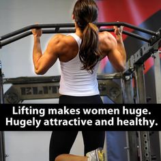 a woman doing squats on a bench with the caption lifting makes women huge, highly attractive and healthy