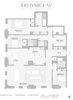 the floor plan for an apartment at 100 barclay