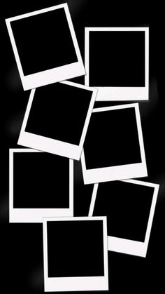 several black and white polaroid frames stacked on top of each other in the shape of rectangles