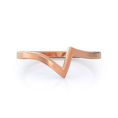 a rose gold ring with a curved band