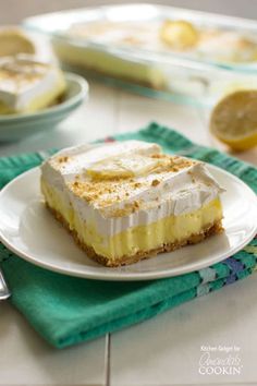 a slice of lemon meringue pie on a plate